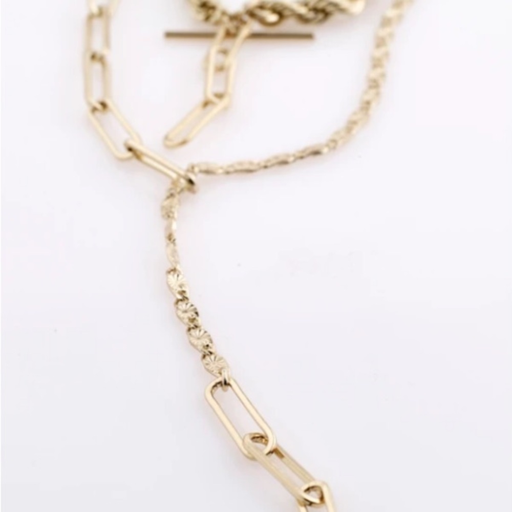 Pilgrim Gold Layered Necklaces one rope, one paper clip mixed necklace